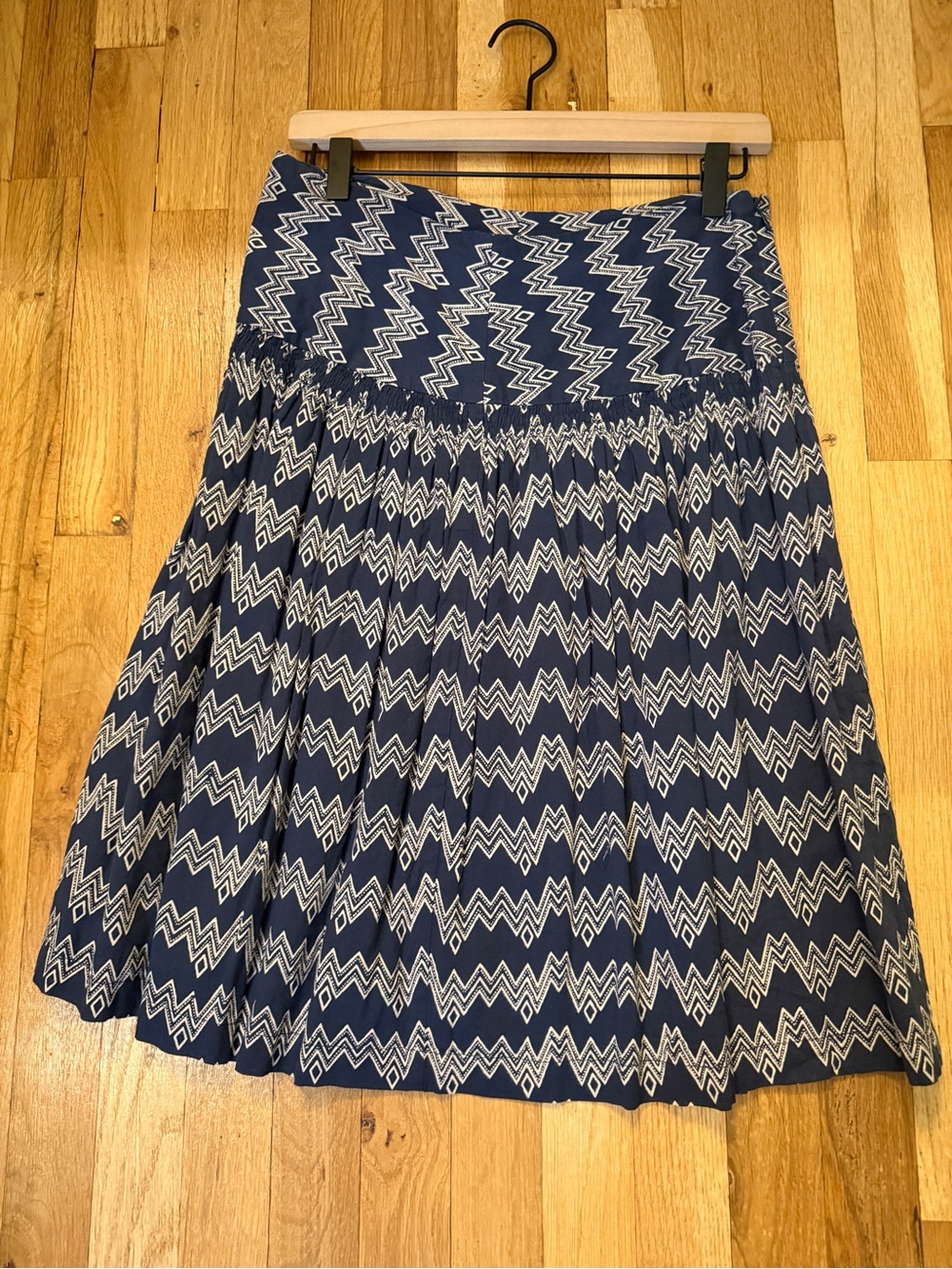 Navy Zigzag Full Circle Skirt
